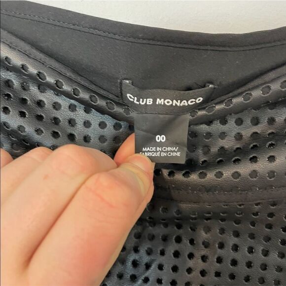 Club Monaco Black Perforated Eco Leather Fit & Flare Mini skirt - Picture 7 of 7